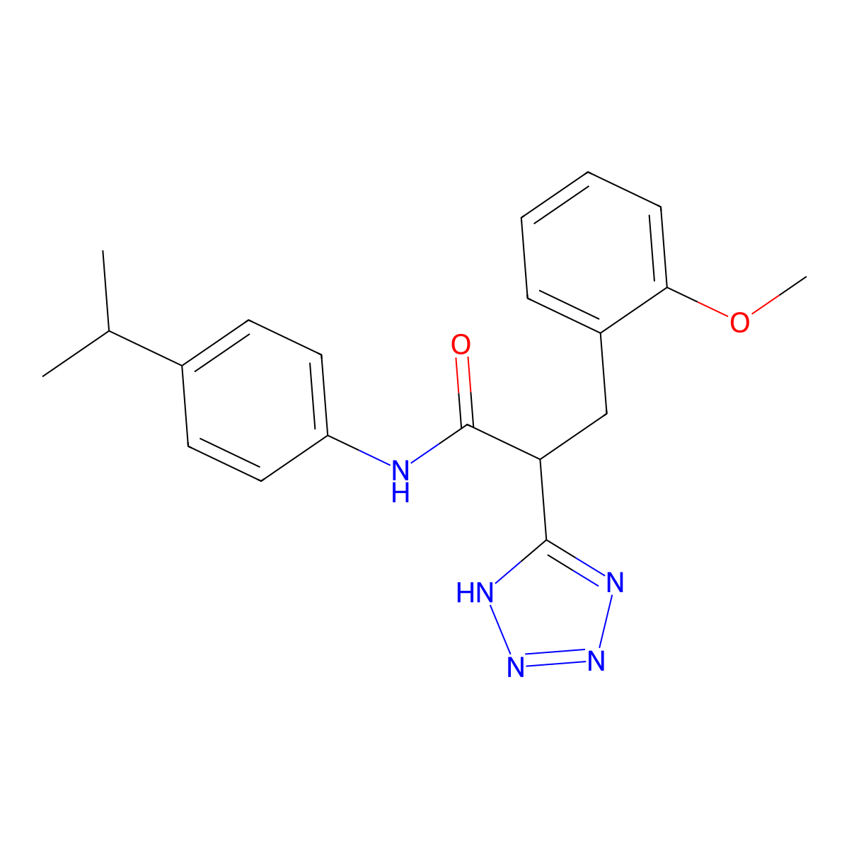 3-(2-methoxyphenyl)-N-(4-propan-2-ylphenyl)-2-(2H-tetrazol-5-yl)propanamide molecular structure, CAS 483993-78-8