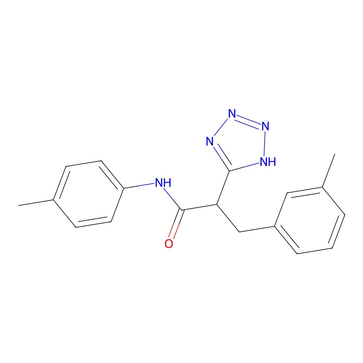 3-(3-methylphenyl)-N-(4-methylphenyl)-2-(2H-tetrazol-5-yl)propanamide molecular structure, CAS 483993-83-5