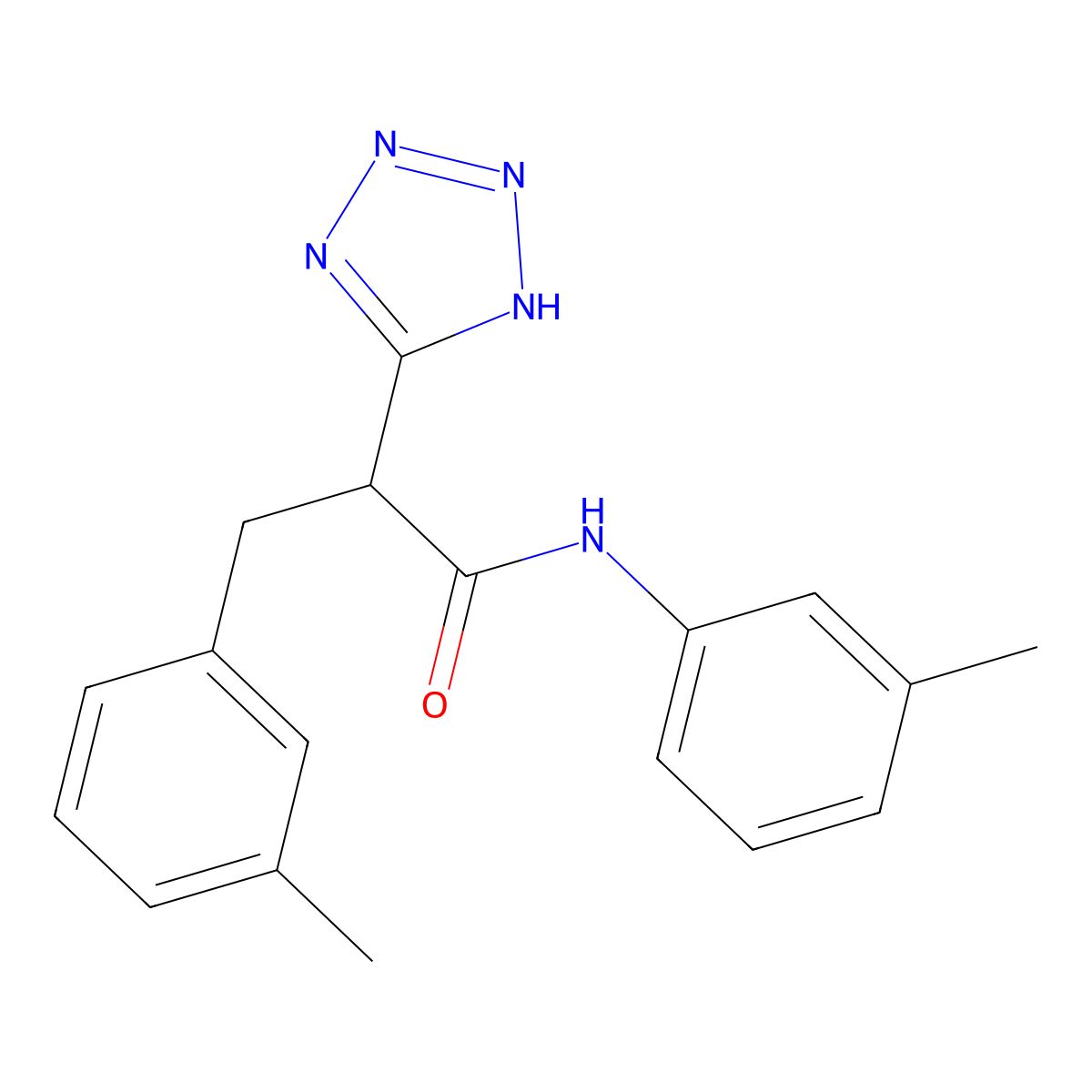 N,3-bis(3-methylphenyl)-2-(1H-tetrazol-5-yl)propanamide molecular structure, CAS 483993-84-6
