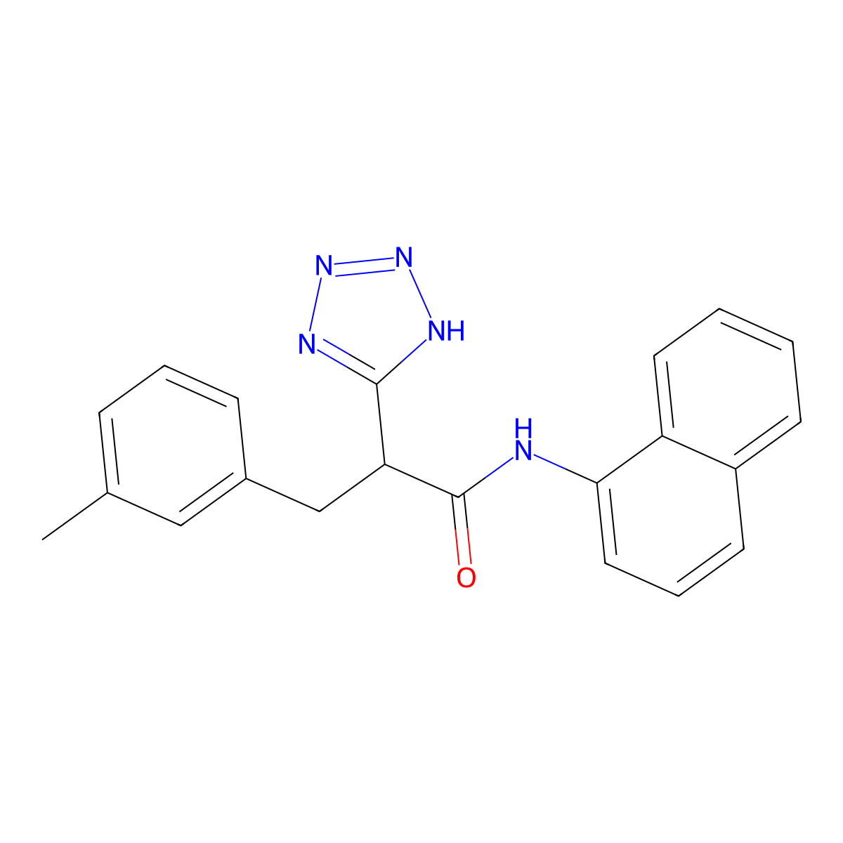 3-(3-methylphenyl)-N-1-naphthyl-2-(2H-tetrazol-5-yl)propanamide molecular structure, CAS 483994-01-0