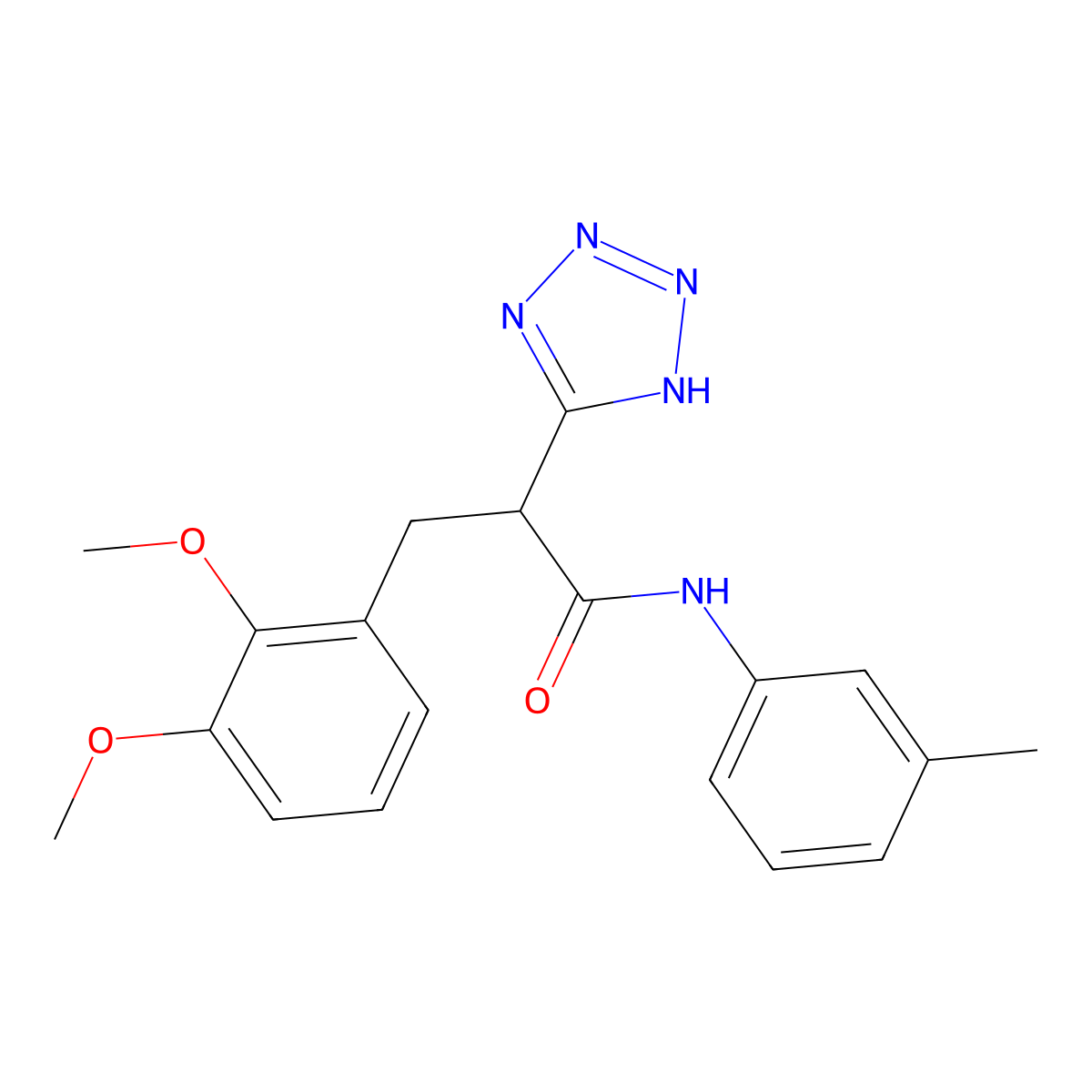 3-(2,3-dimethoxyphenyl)-N-(3-methylphenyl)-2-(2H-tetrazol-5-yl)propanamide molecular structure, CAS 483994-66-7