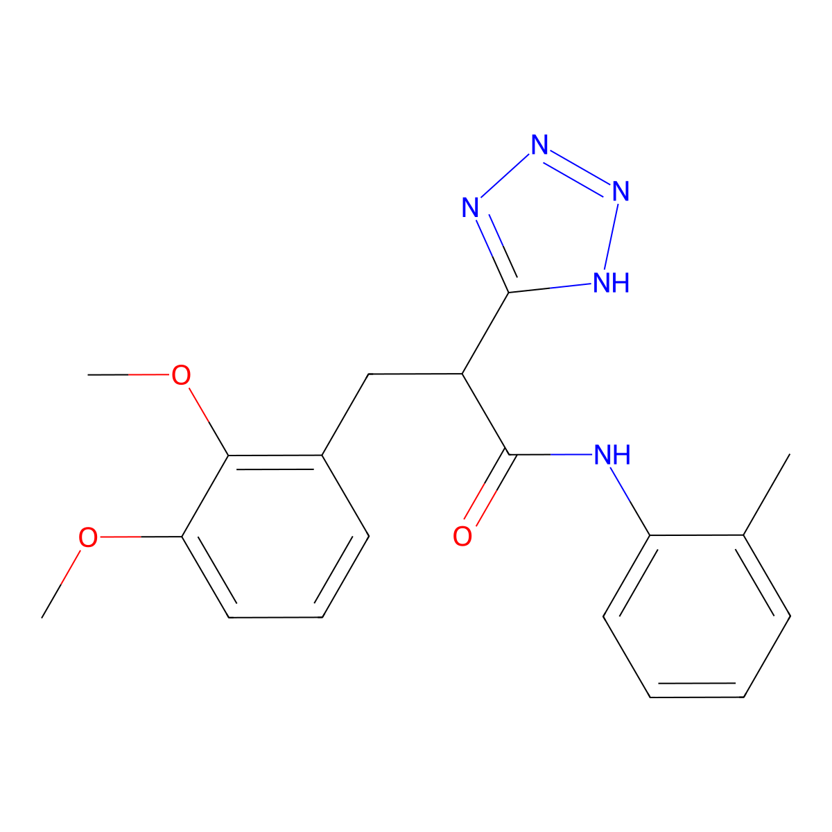3-(2,3-dimethoxyphenyl)-N-(2-methylphenyl)-2-(2H-tetrazol-5-yl)propanamide molecular structure, CAS 483994-67-8