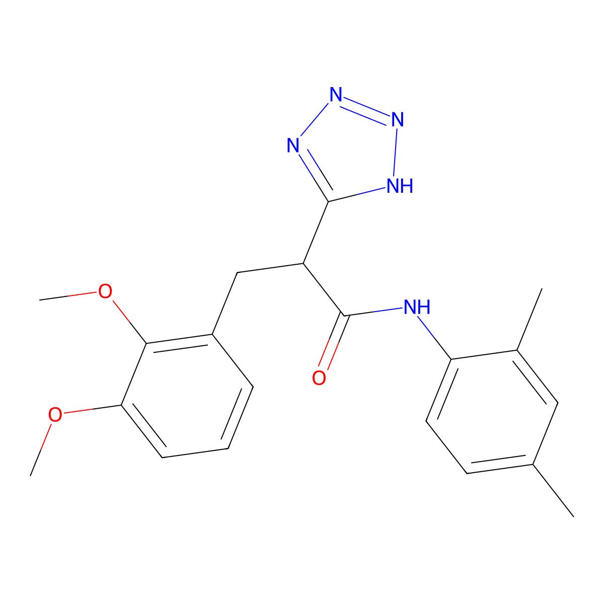 3-(2,3-dimethoxyphenyl)-N-(2,4-dimethylphenyl)-2-(1H-tetrazol-5-yl)propanamide molecular structure, CAS 483994-69-0