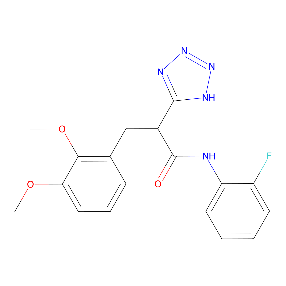 3-(2,3-dimethoxyphenyl)-N-(2-fluorophenyl)-2-(2H-tetrazol-5-yl)propanamide molecular structure, CAS 483994-77-0