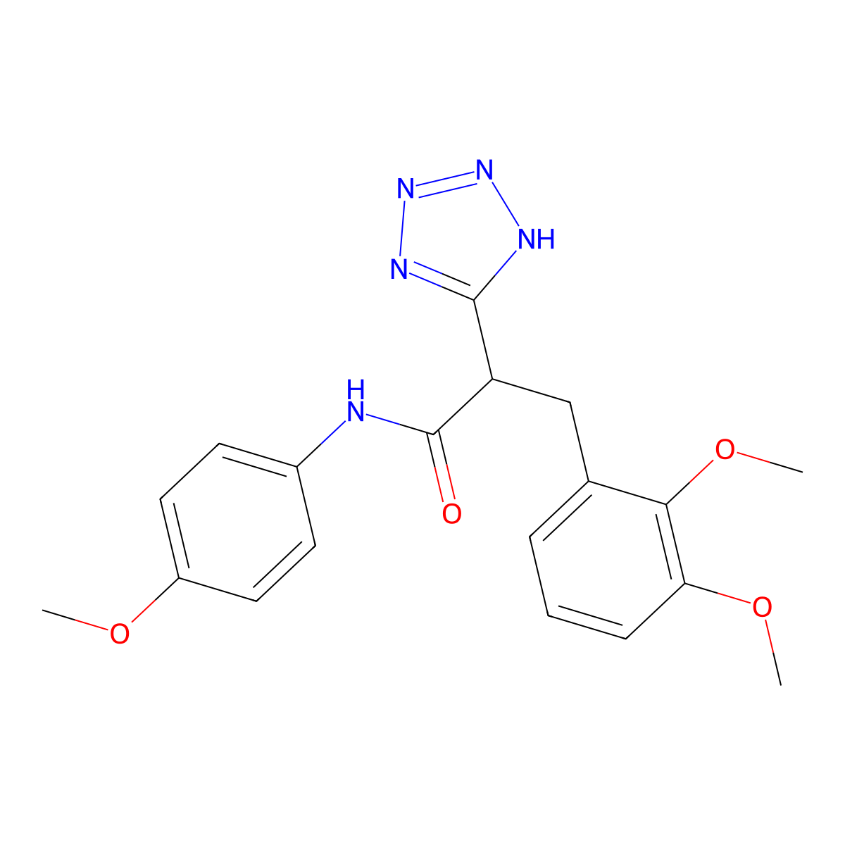 3-(2,3-dimethoxyphenyl)-N-(4-methoxyphenyl)-2-(2H-tetrazol-5-yl)propanamide molecular structure, CAS 483994-80-5