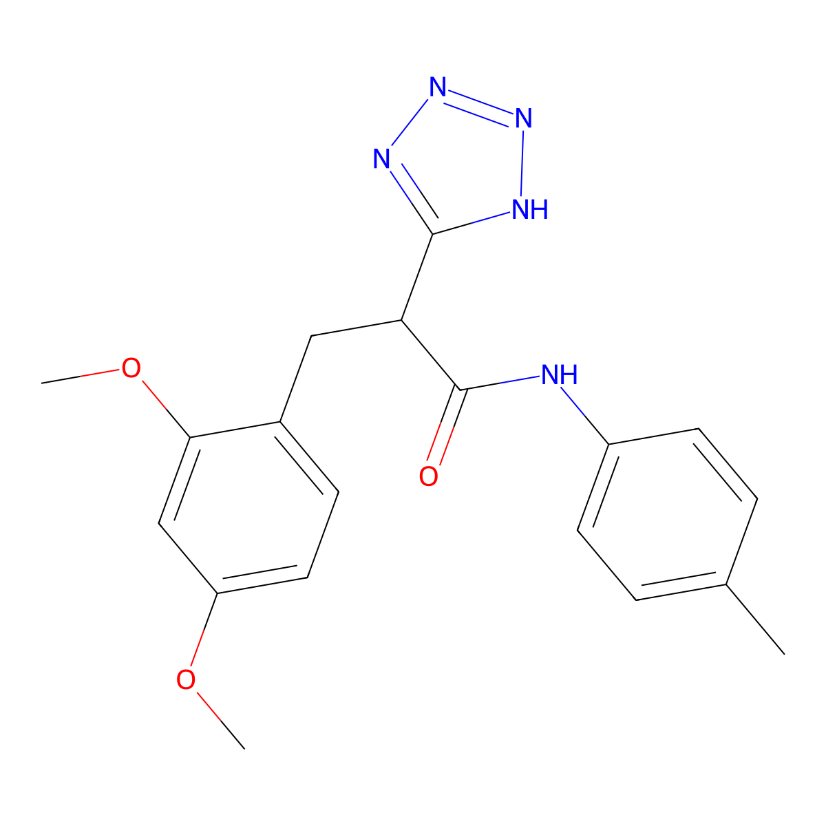 3-(2,4-dimethoxyphenyl)-N-(4-methylphenyl)-2-(2H-tetrazol-5-yl)propanamide molecular structure, CAS 483994-89-4