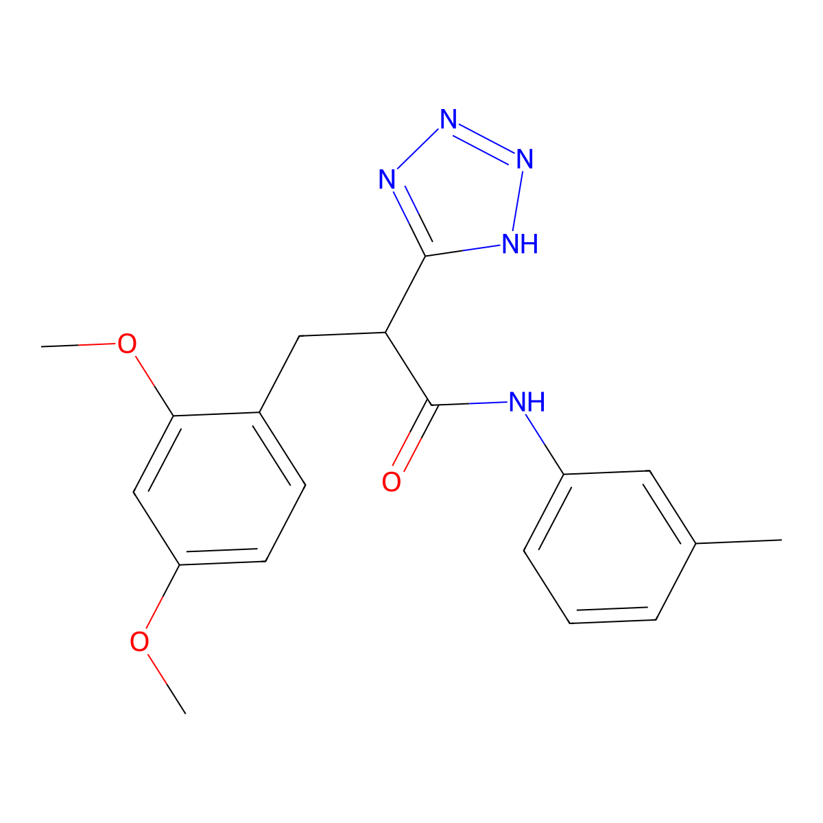 3-(2,4-dimethoxyphenyl)-N-(3-methylphenyl)-2-(2H-tetrazol-5-yl)propanamide molecular structure, CAS 483994-90-7