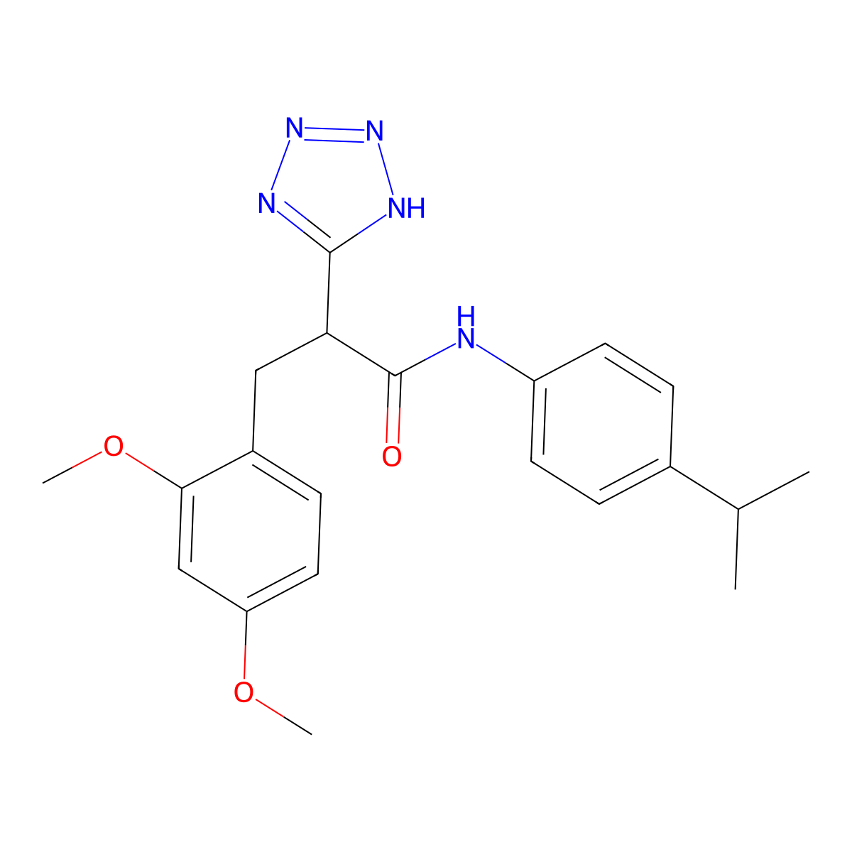 3-(2,4-dimethoxyphenyl)-N-(4-isopropylphenyl)-2-(2H-tetrazol-5-yl)propanamide molecular structure, CAS 483995-07-9
