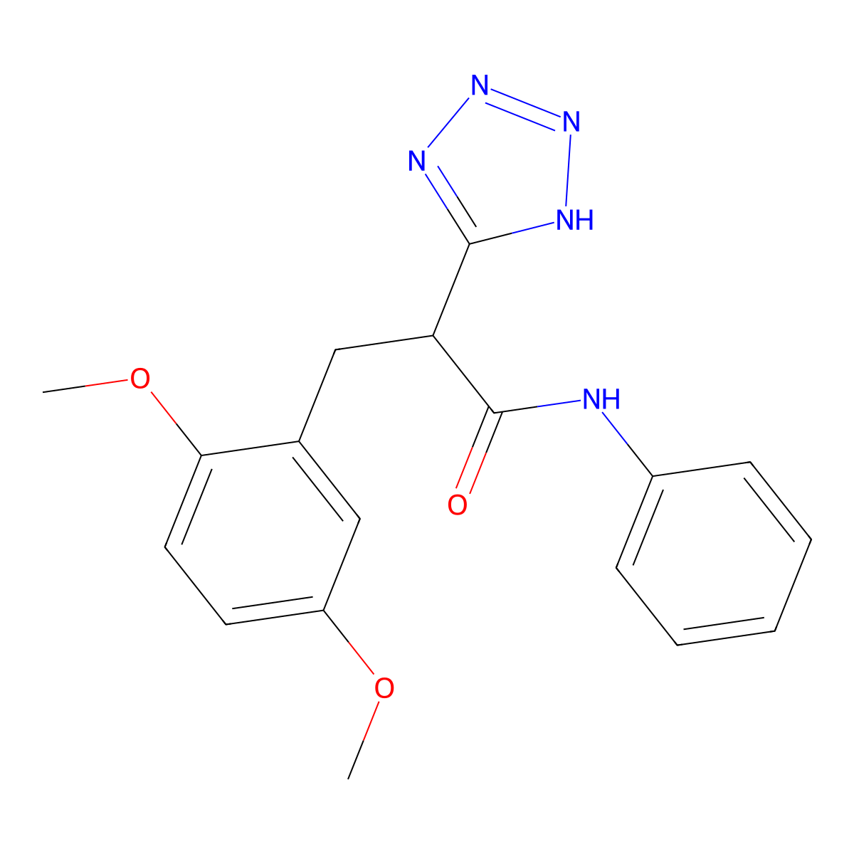 3-(2,5-dimethoxyphenyl)-N-phenyl-2-(2H-tetrazol-5-yl)propanamide molecular structure, CAS 483995-12-6