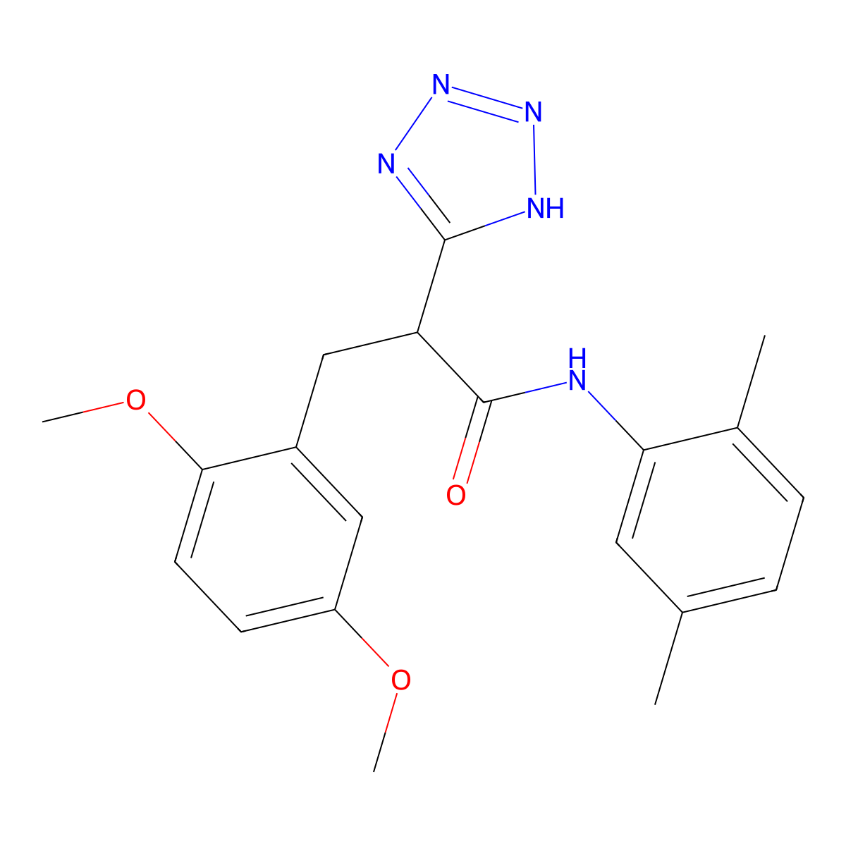 3-(2,5-dimethoxyphenyl)-N-(2,5-dimethylphenyl)-2-(2H-tetrazol-5-yl)propanamide molecular structure, CAS 483995-28-4