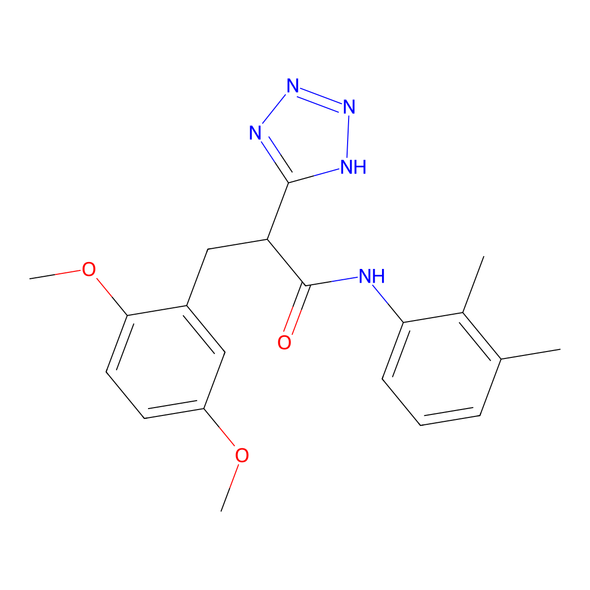 3-(2,5-dimethoxyphenyl)-N-(2,3-dimethylphenyl)-2-(2H-tetrazol-5-yl)propanamide molecular structure, CAS 483995-31-9