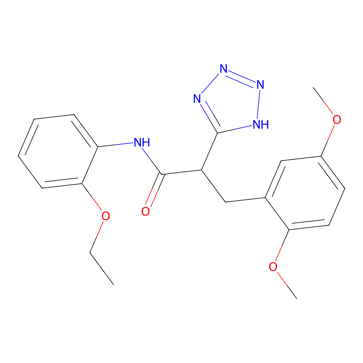 3-(2,5-dimethoxyphenyl)-N-(2-ethoxyphenyl)-2-(2H-tetrazol-5-yl)propanamide molecular structure, CAS 483995-55-7