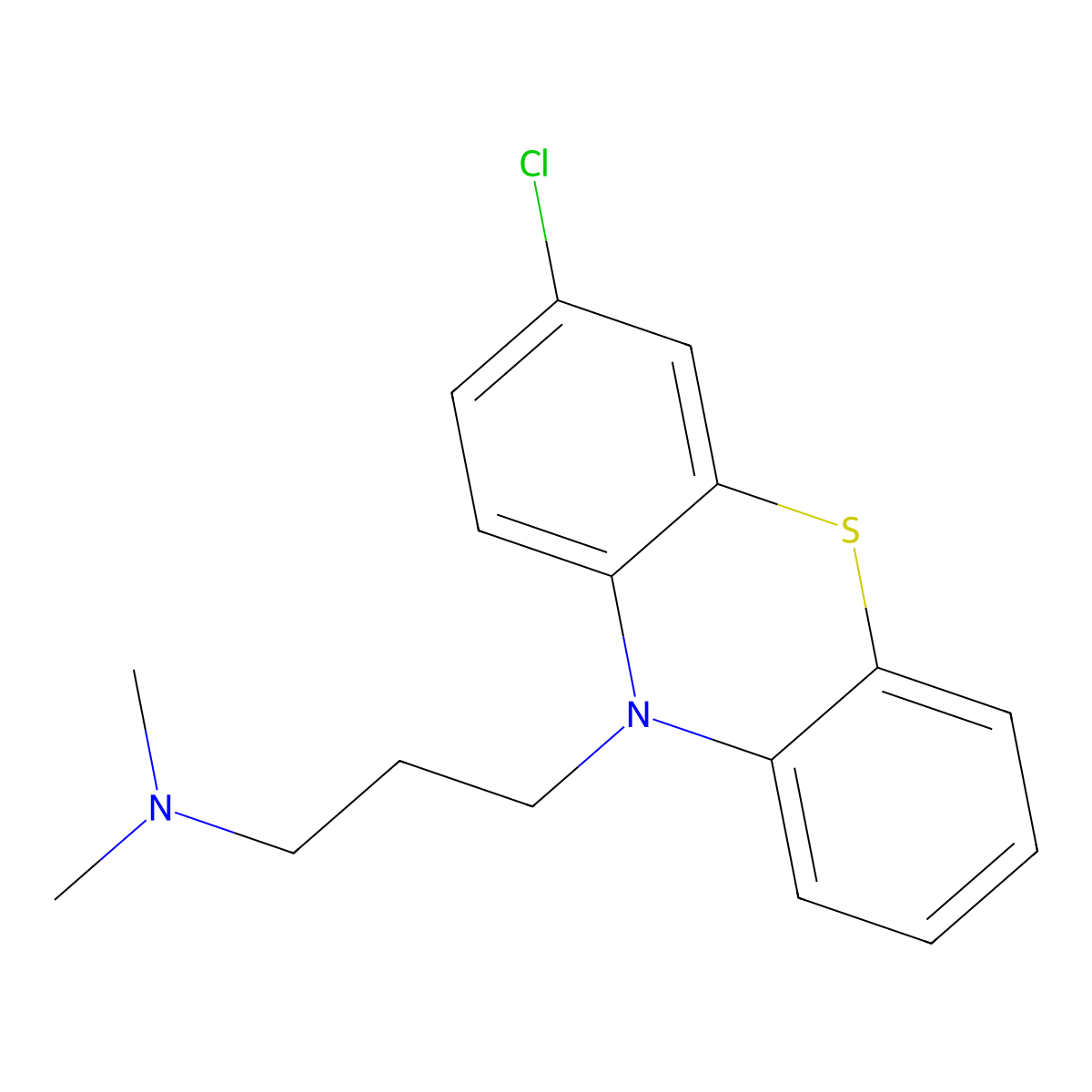 10H-Phenothiazine-10-propanamine, 3-chloro-N,N-dimethyl- molecular structure, CAS 484-19-5