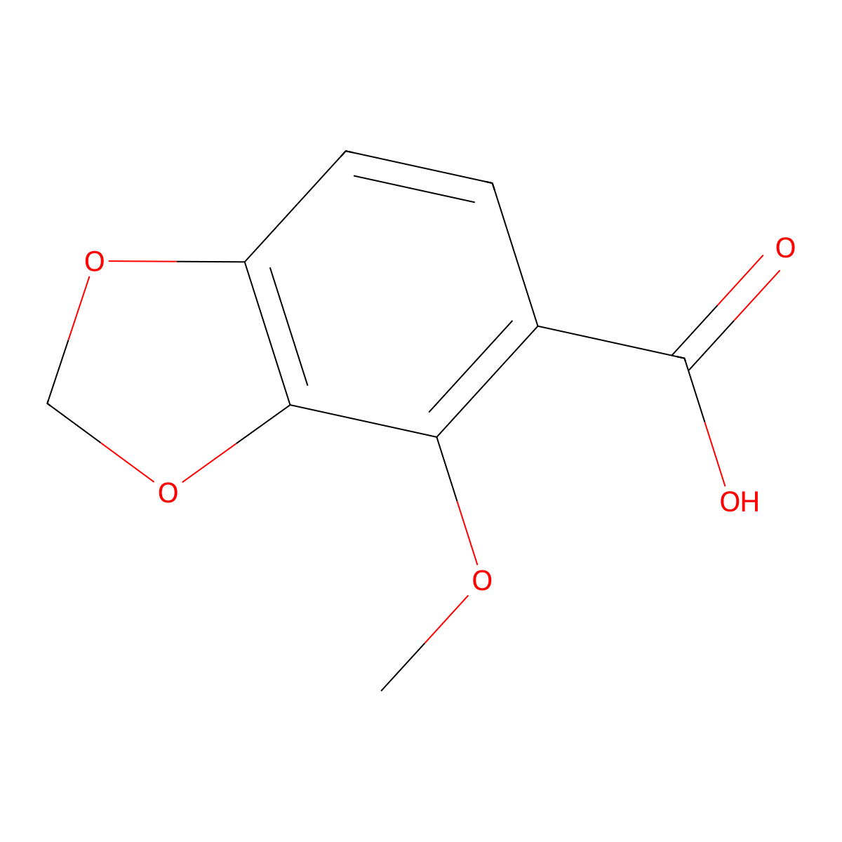 4-Methoxy-1,3-benzodioxole-5-carboxylic acid molecular structure, CAS 484-32-2