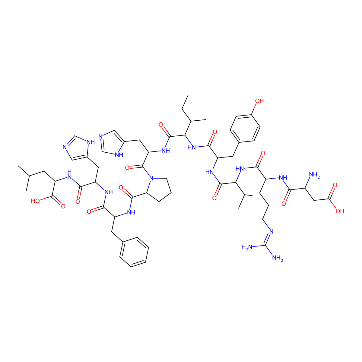 Angiotensin I (human) molecular structure, CAS 484-42-4