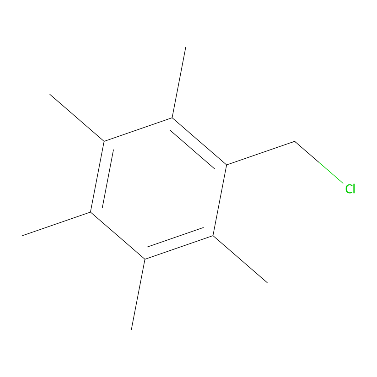 Benzene, 1-(chloromethyl)-2,3,4,5,6-pentamethyl- molecular structure, CAS 484-65-1
