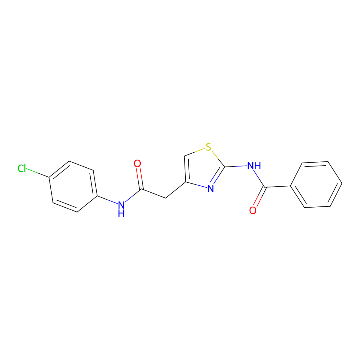 N-(4-(2-((4-chlorophenyl)amino)-2-oxoethyl)thiazol-2-yl)benzamide molecular structure, CAS 484019-17-2