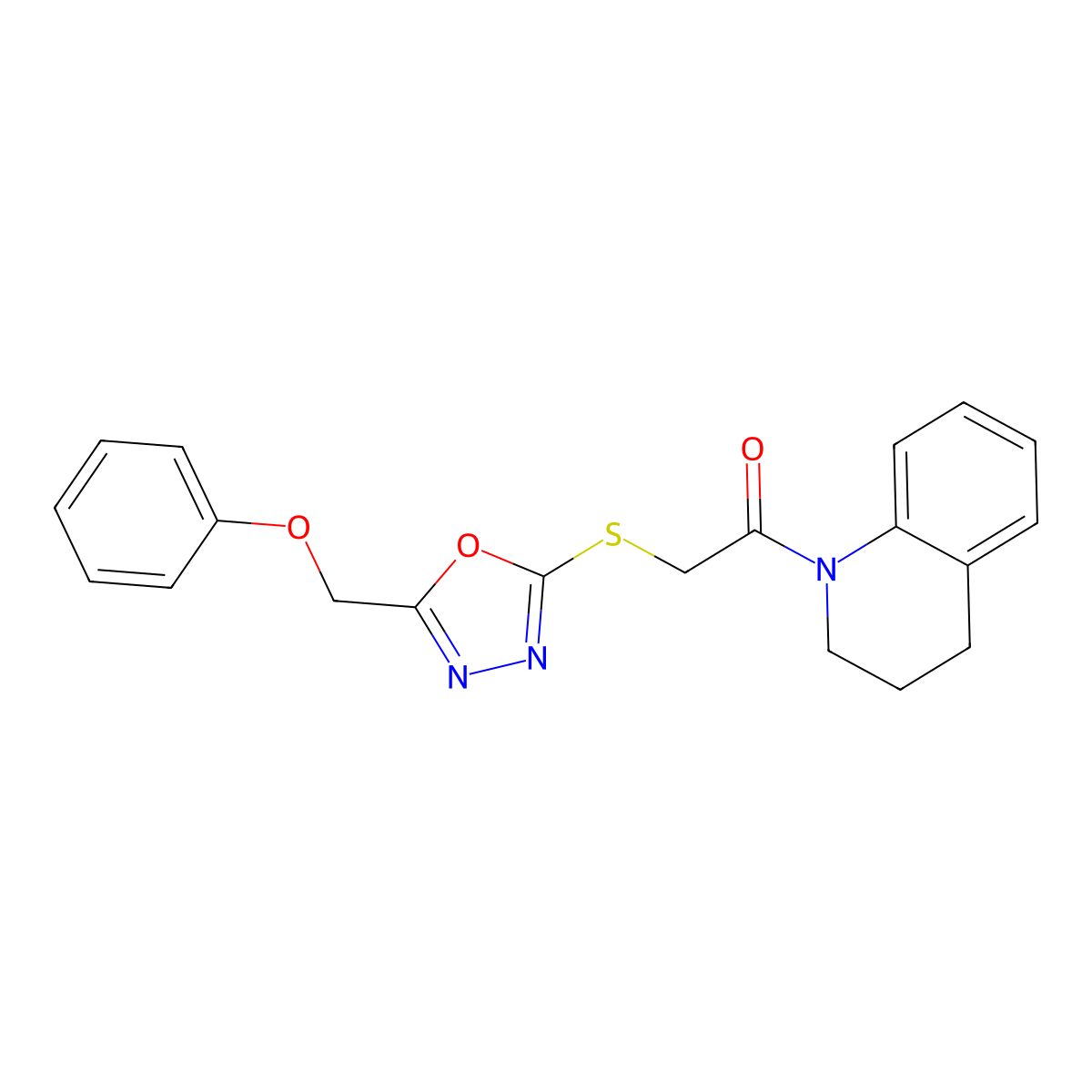 1-(3,4-dihydroquinolin-1(2H)-yl)-2-((5-(phenoxymethyl)-1,3,4-oxadiazol-2-yl)thio)ethanone molecular structure, CAS 484019-69-4