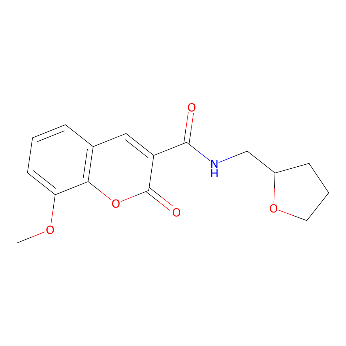 8-methoxy-2-oxo-N-(tetrahydrofuran-2-ylmethyl)-2H-chromene-3-carboxamide molecular structure, CAS 484022-71-1