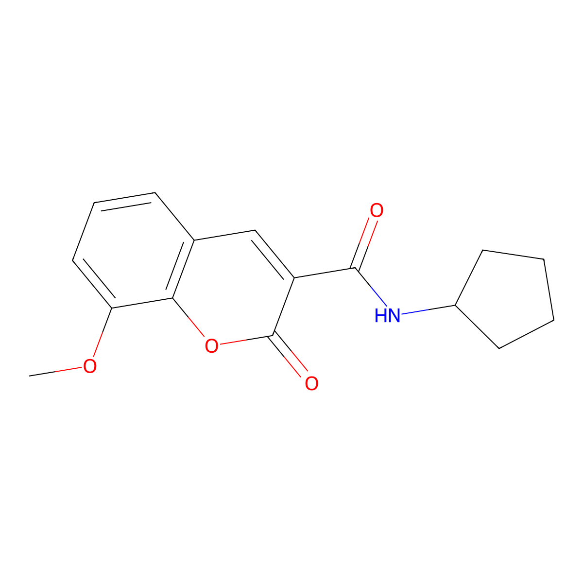 N-cyclopentyl-8-methoxy-2-oxo-2H-chromene-3-carboxamide molecular structure, CAS 484022-72-2