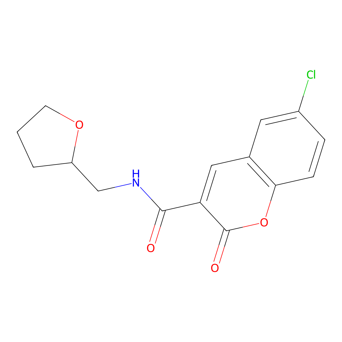 6-chloro-2-oxo-N-(tetrahydrofuran-2-ylmethyl)-2H-chromene-3-carboxamide molecular structure, CAS 484022-73-3