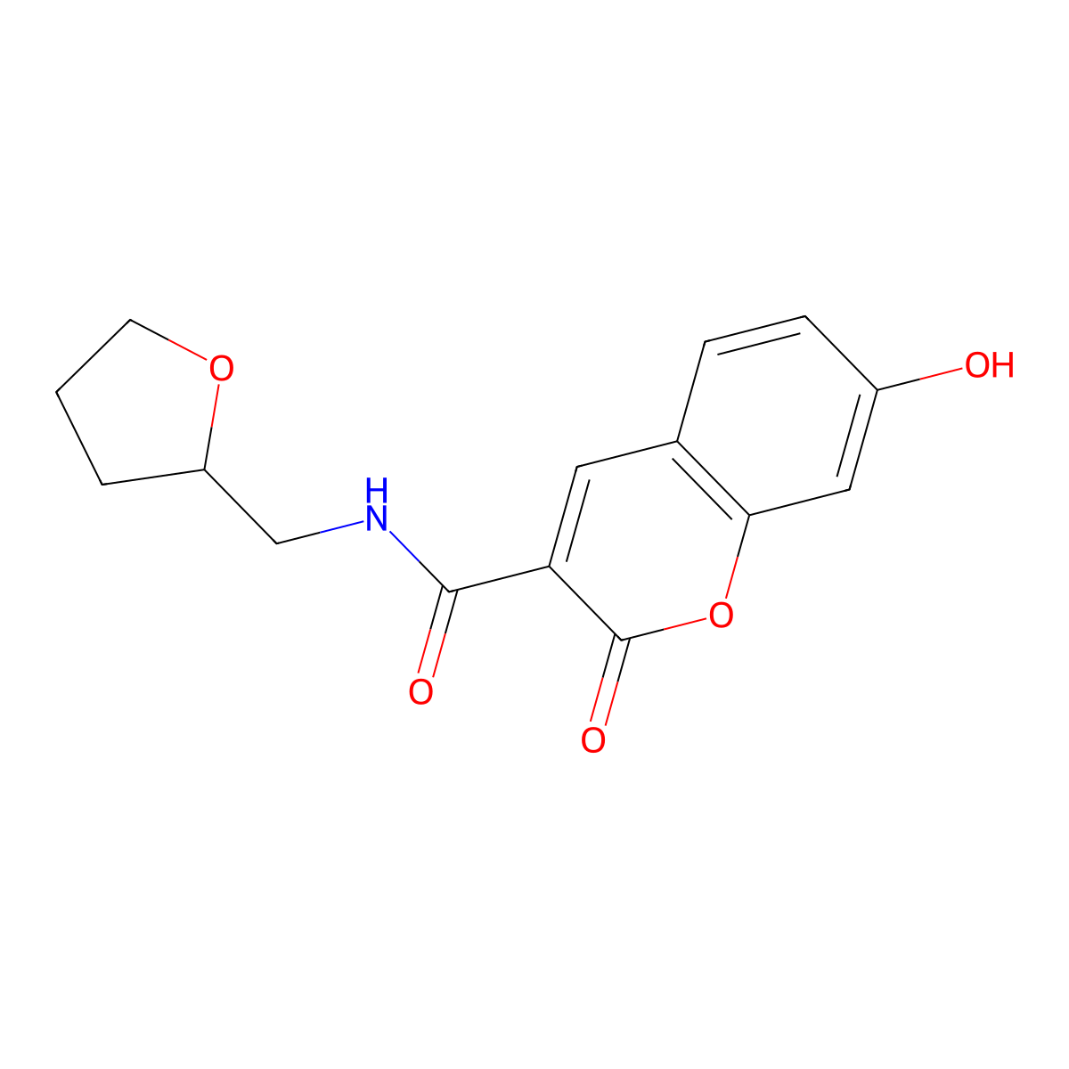 7-hydroxy-2-oxo-N-(tetrahydrofuran-2-ylmethyl)-2H-chromene-3-carboxamide molecular structure, CAS 484022-77-7