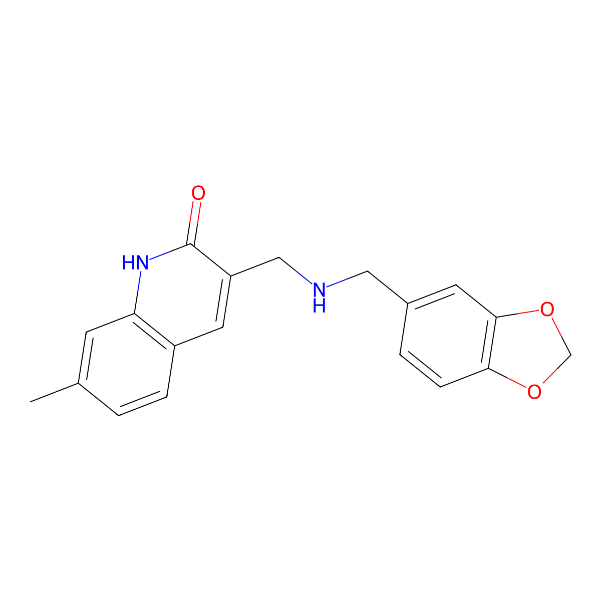 3-{[(Benzo[1,3]dioxol-5-ylmethyl)-amino]-methyl}-7-methyl-1H-quinolin-2-one molecular structure, CAS 484025-55-0