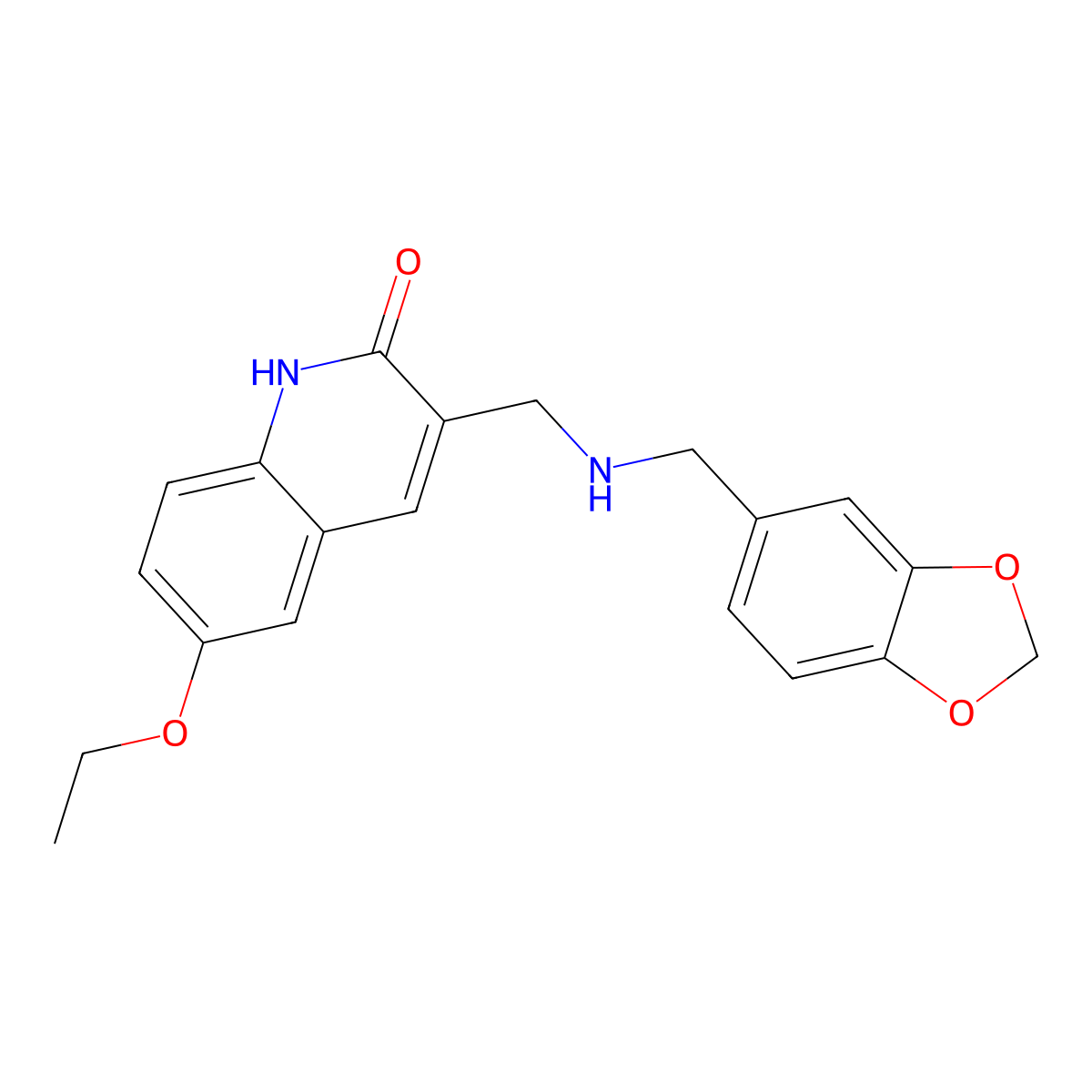 3-[(1,3-benzodioxol-5-ylmethylamino)methyl]-6-ethoxy-1H-quinolin-2-one molecular structure, CAS 484025-64-1