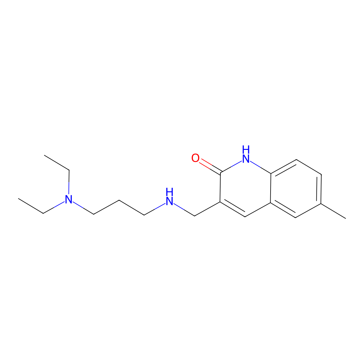 3-[(3-Diethylamino-propylamino)-methyl]-6-methyl-1H-quinolin-2-one molecular structure, CAS 484025-90-3