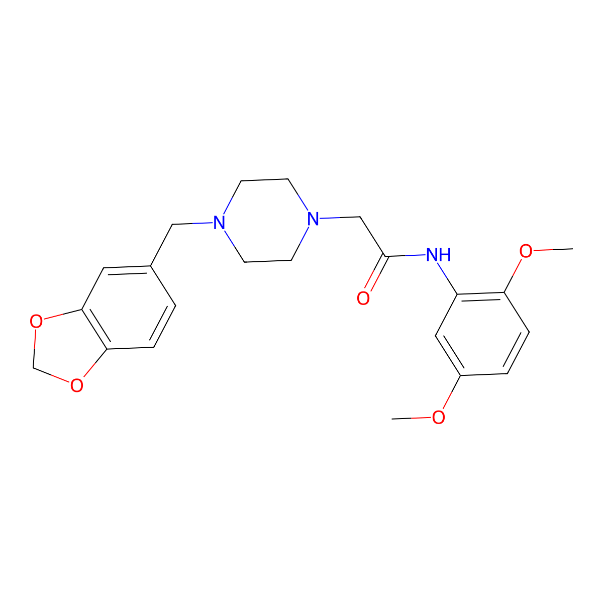 2-[4-(1,3-benzodioxol-5-ylmethyl)piperazin-1-yl]-N-(2,5-dimethoxyphenyl)acetamide molecular structure, CAS 484027-74-9