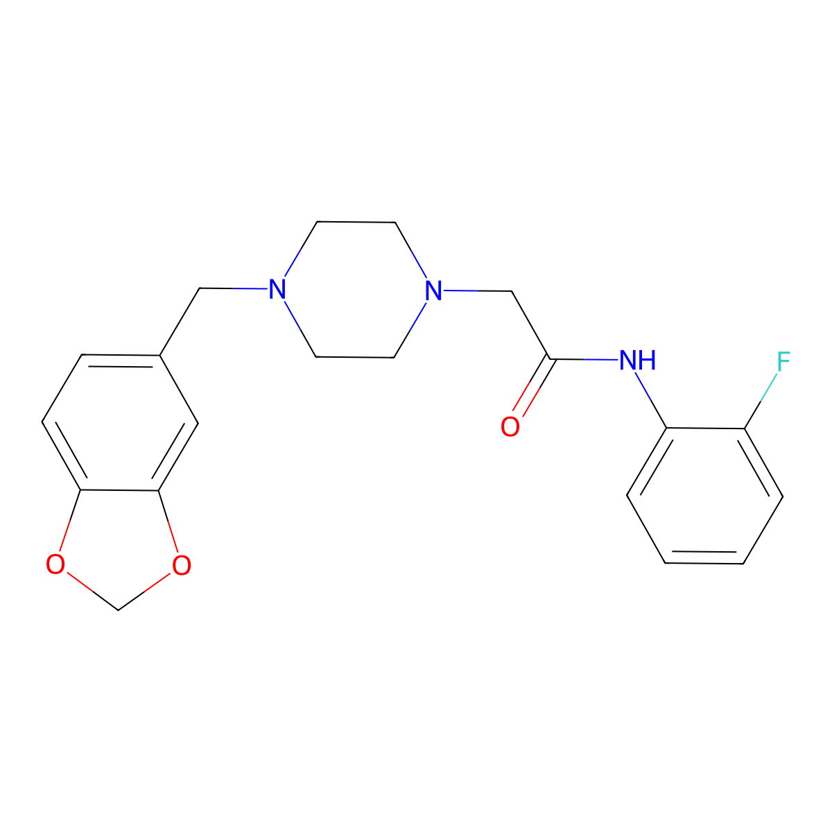 2-[4-(1,3-benzodioxol-5-ylmethyl)piperazin-1-yl]-N-(2-fluorophenyl)acetamide molecular structure, CAS 484027-80-7