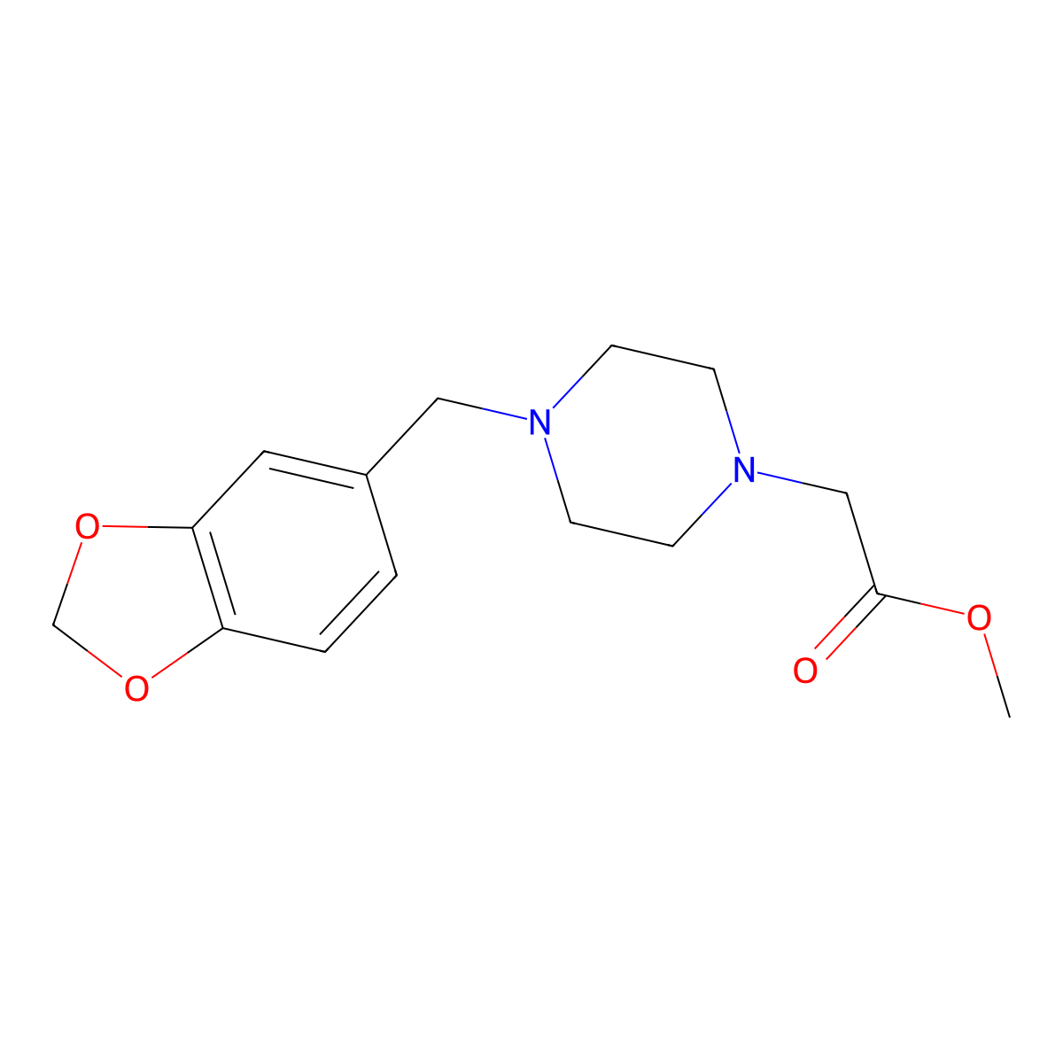 Methyl [4-(1,3-benzodioxol-5-ylmethyl)piperazin-1-yl]acetate molecular structure, CAS 484028-11-7