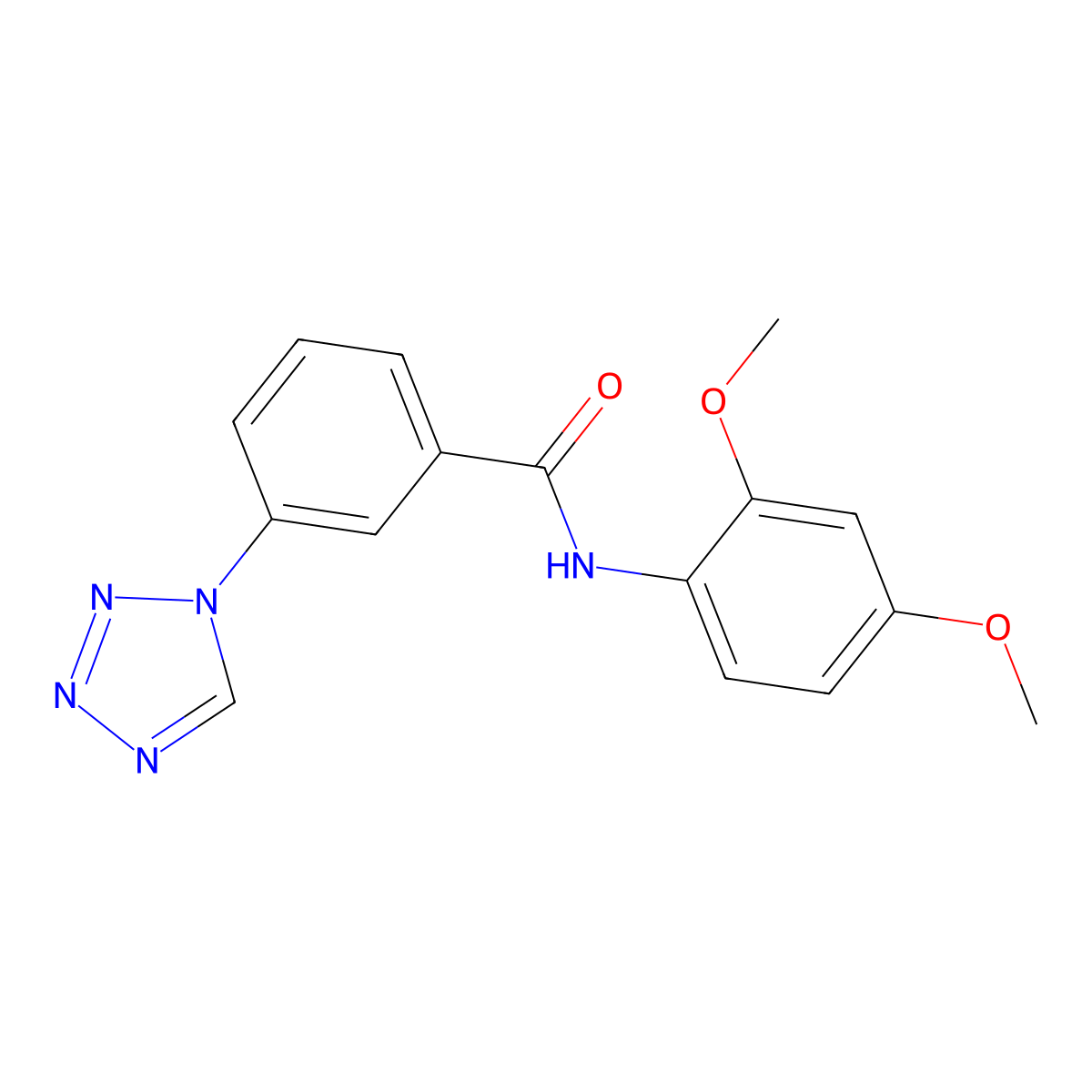 N-(2,4-dimethoxyphenyl)-3-(1H-tetrazol-1-yl)benzamide molecular structure, CAS 484039-57-8