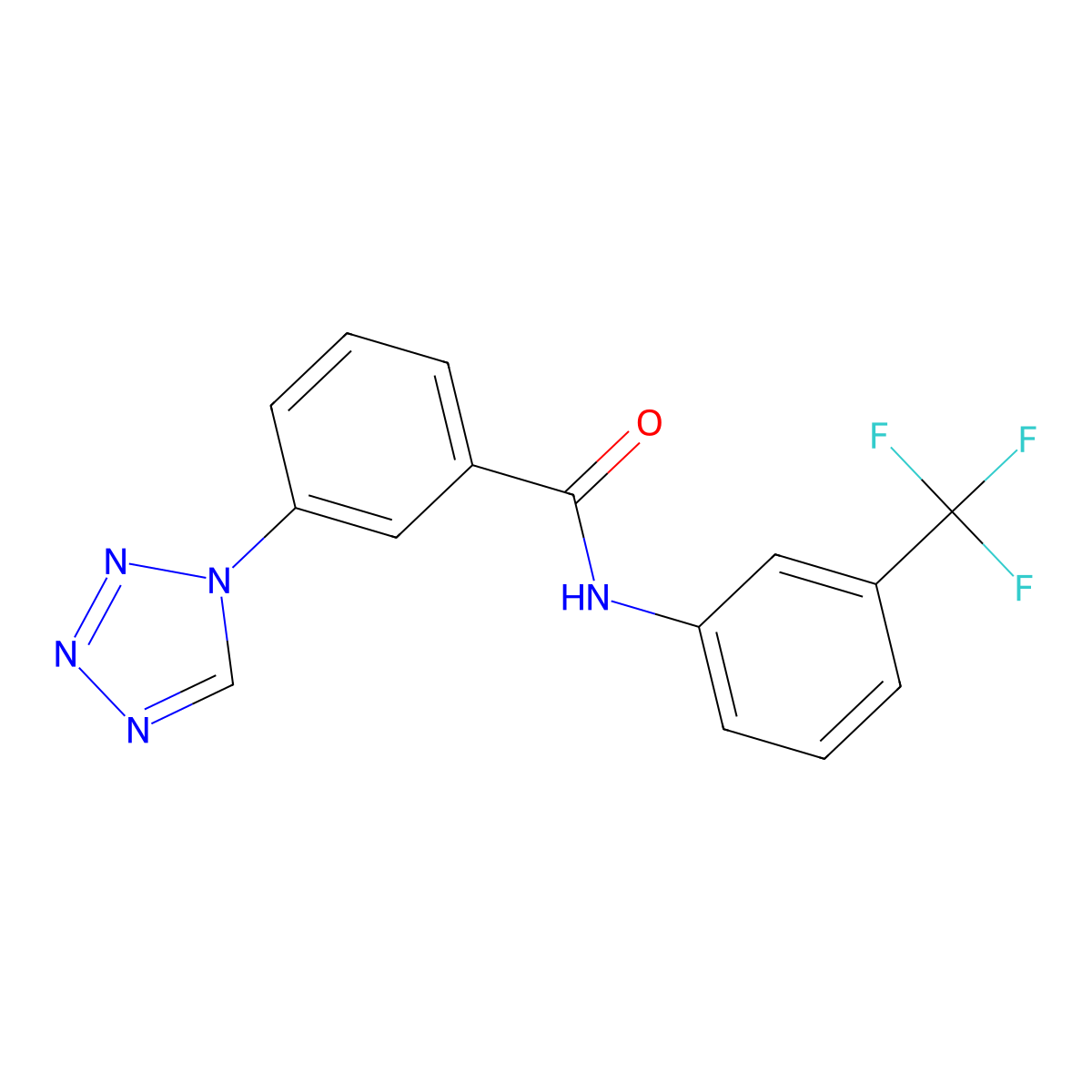 3-(1H-tetrazol-1-yl)-N-(3-(trifluoromethyl)phenyl)benzamide molecular structure, CAS 484039-65-8