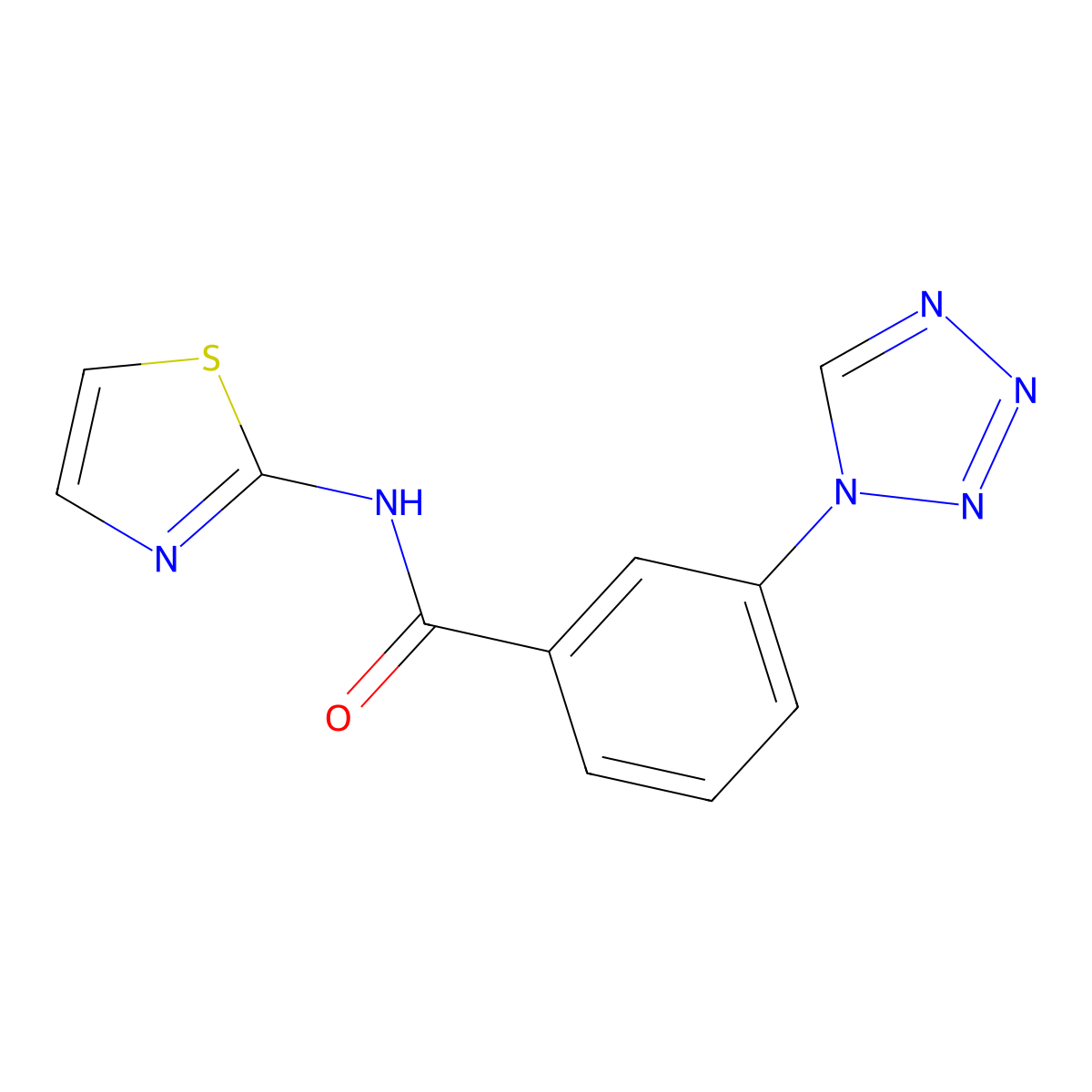 3-(1H-tetrazol-1-yl)-N-(thiazol-2-yl)benzamide molecular structure, CAS 484039-71-6