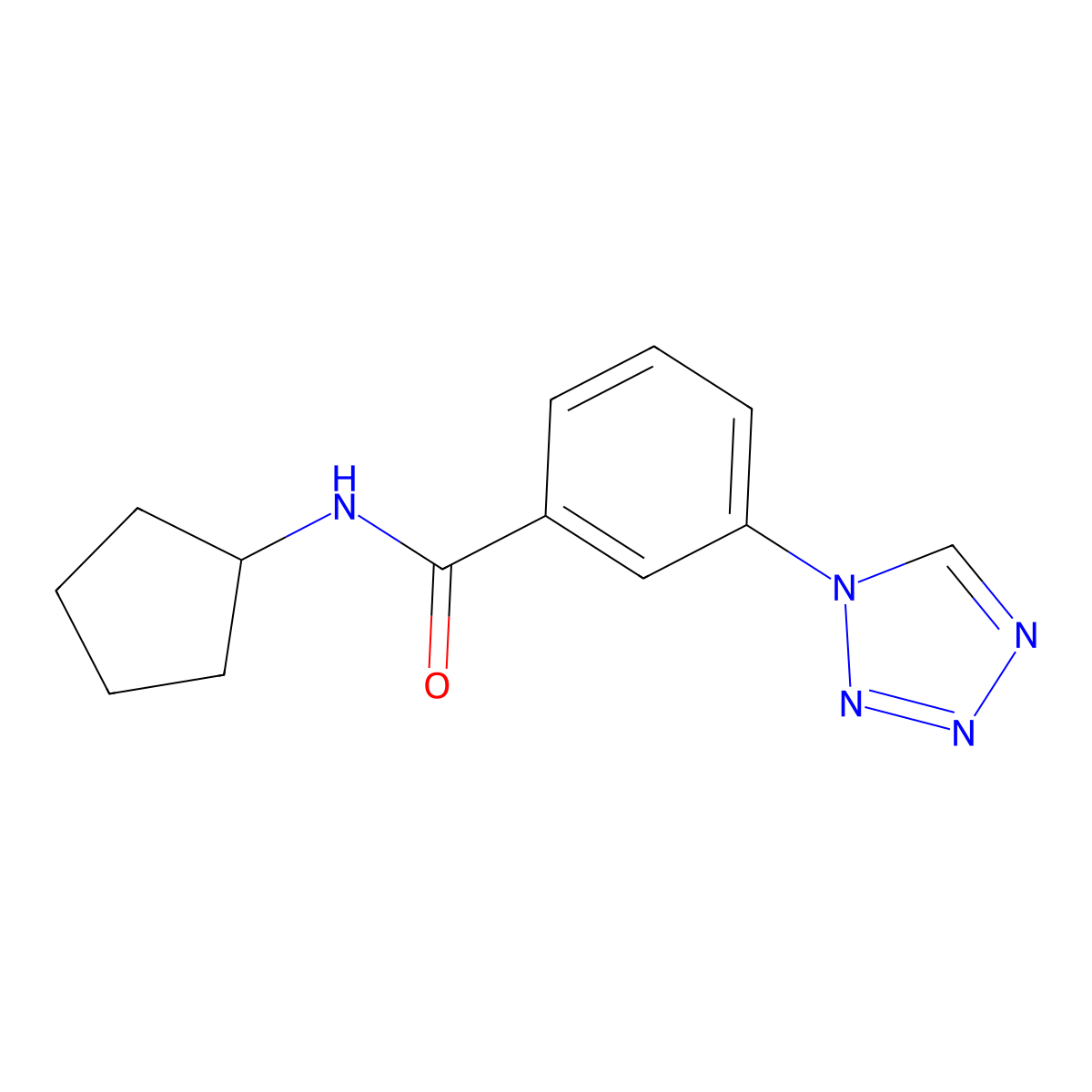N-cyclopentyl-3-(tetrazol-1-yl)benzamide molecular structure, CAS 484039-72-7