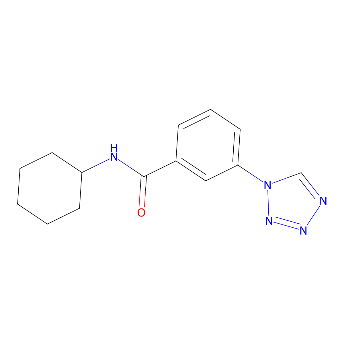 N-cyclohexyl-3-(1H-tetrazol-1-yl)benzamide molecular structure, CAS 484039-73-8