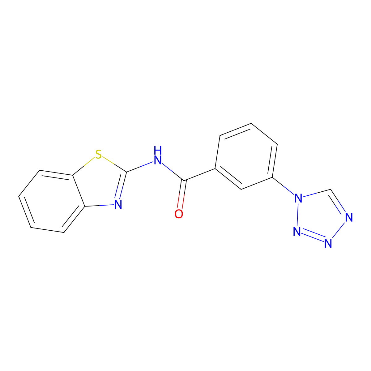 N-[(2Z)-1,3-benzothiazol-2(3H)-ylidene]-3-(1H-tetrazol-1-yl)benzamide molecular structure, CAS 484039-75-0