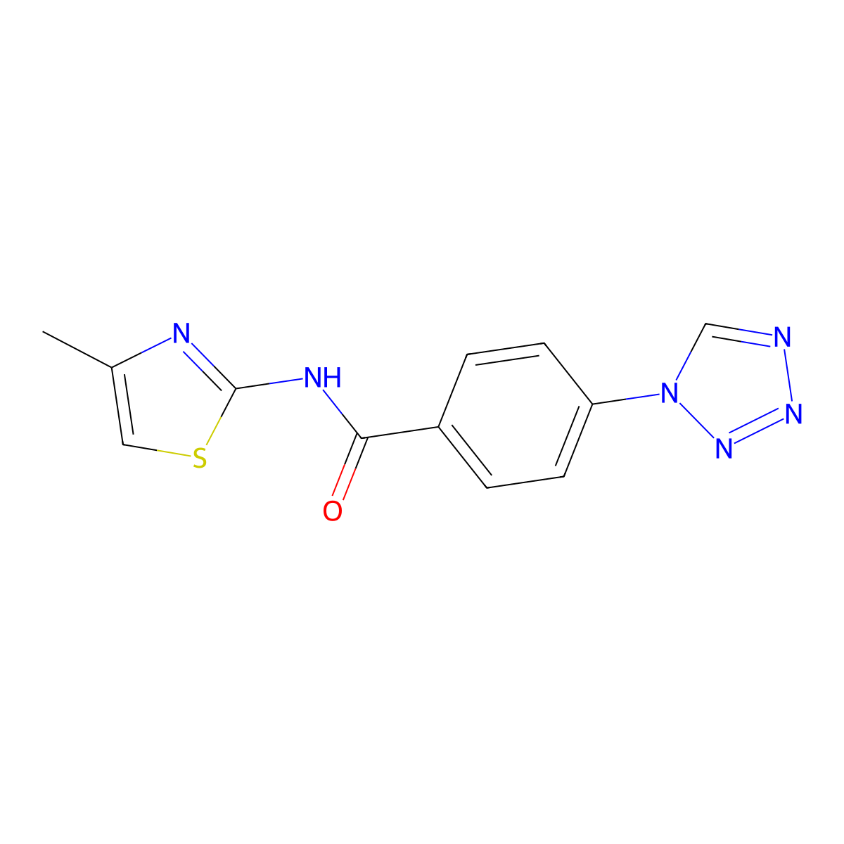 N-(4-methyl-1,3-thiazol-2-yl)-4-(1H-tetrazol-1-yl)benzamide molecular structure, CAS 484039-89-6
