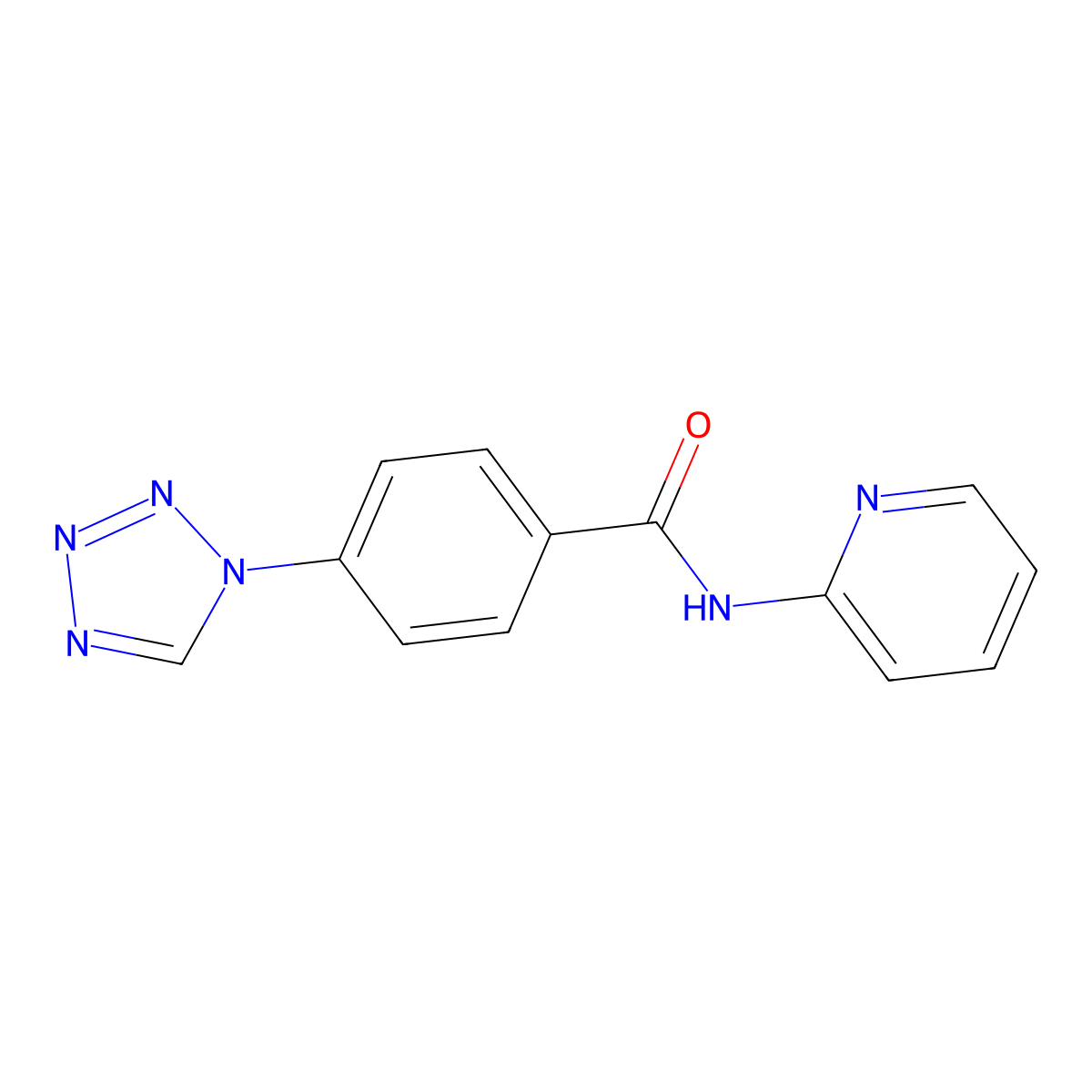 N-pyridin-2-yl-4-(tetrazol-1-yl)benzamide molecular structure, CAS 484039-90-9