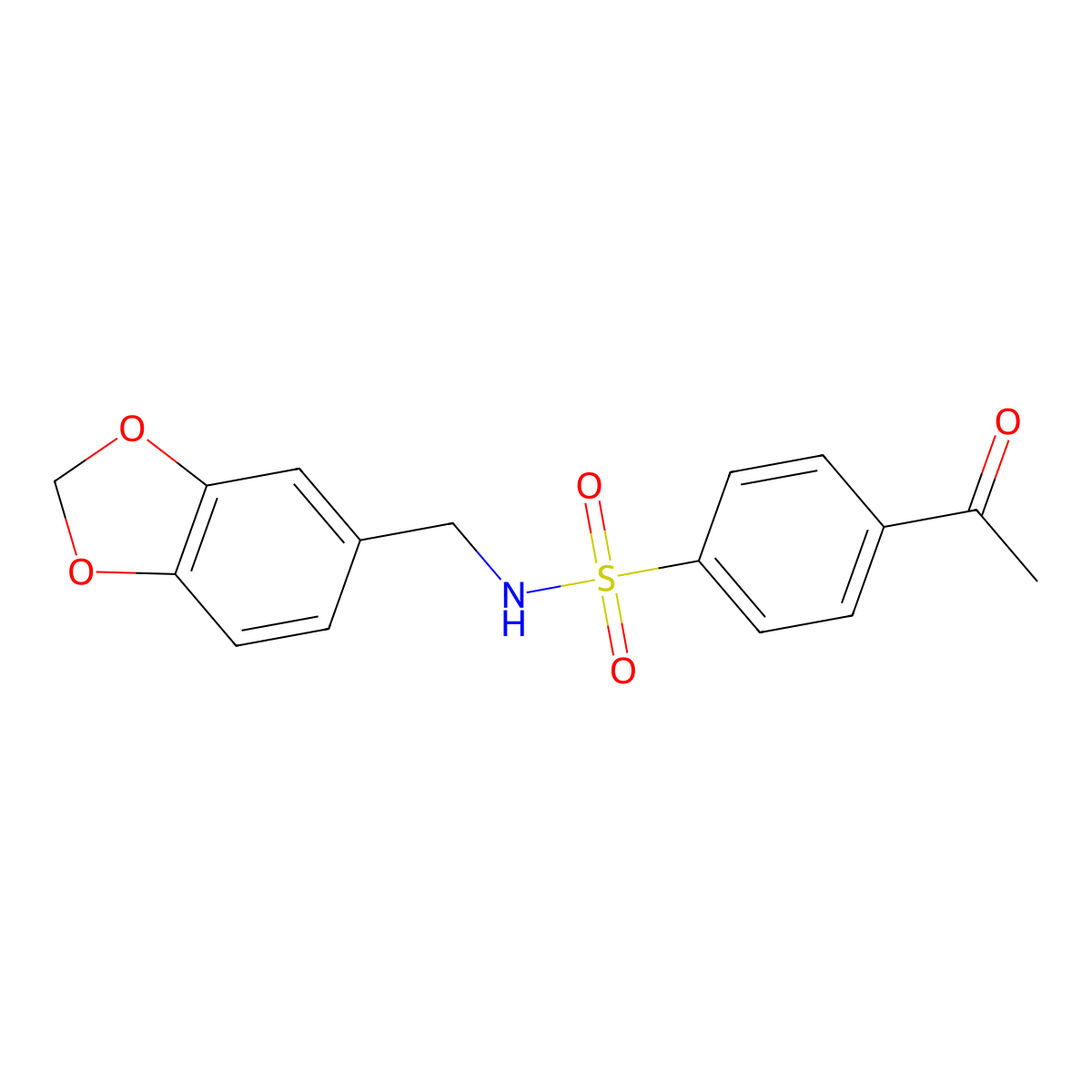 4-acetyl-N-[(2H-1,3-benzodioxol-5-yl)methyl]benzene-1-sulfonamide molecular structure, CAS 484040-26-8