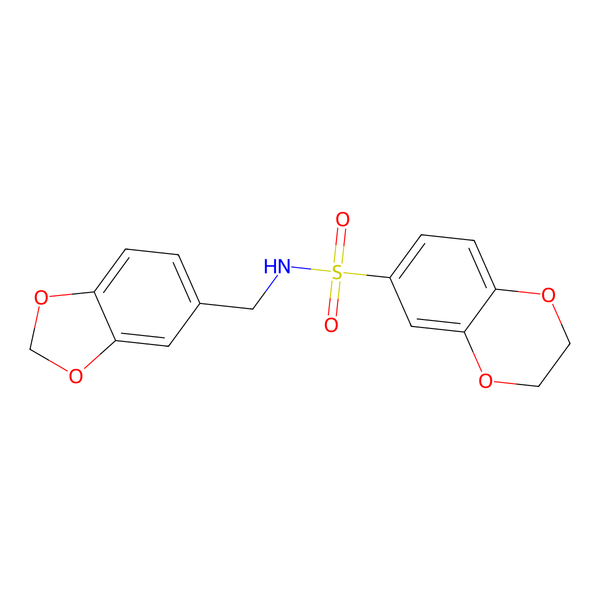 N-(1,3-benzodioxol-5-ylmethyl)-2,3-dihydro-1,4-benzodioxine-6-sulfonamide molecular structure, CAS 484041-44-3