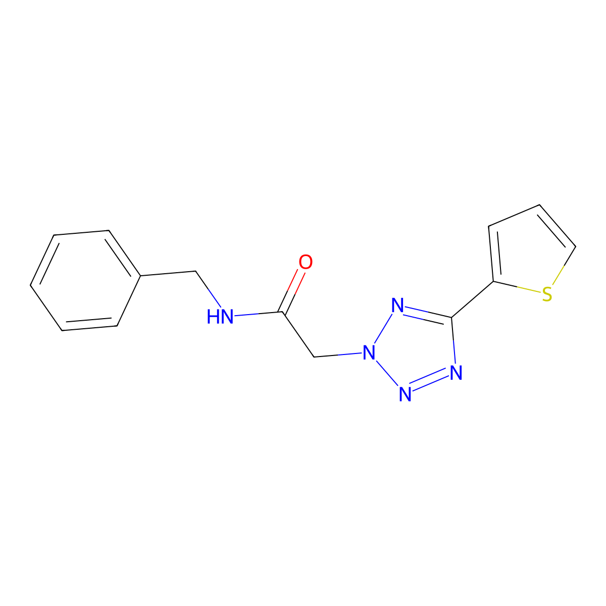 N-benzyl-2-(5-thiophen-2-yltetrazol-2-yl)acetamide molecular structure, CAS 484042-08-2