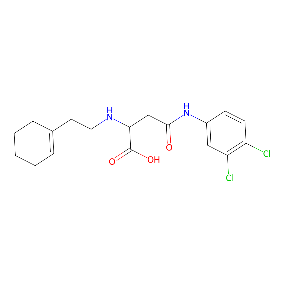 2-[2-(Cyclohexen-1-yl)ethylamino]-4-(3,4-dichloroanilino)-4-oxobutanoic acid molecular structure, CAS 484048-93-3