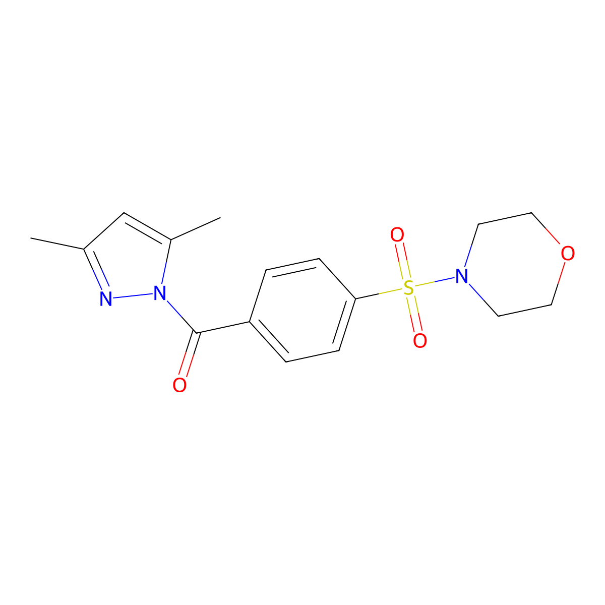 (3,5-dimethyl-1H-pyrazol-1-yl)(4-(morpholinosulfonyl)phenyl)methanone molecular structure, CAS 484049-12-9