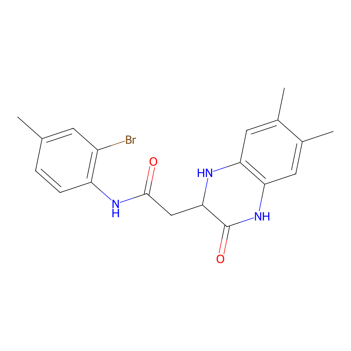 N-(2-bromo-4-methylphenyl)-2-(6,7-dimethyl-3-oxo-1,2,3,4-tetrahydroquinoxalin-2-yl)acetamide molecular structure, CAS 484049-24-3
