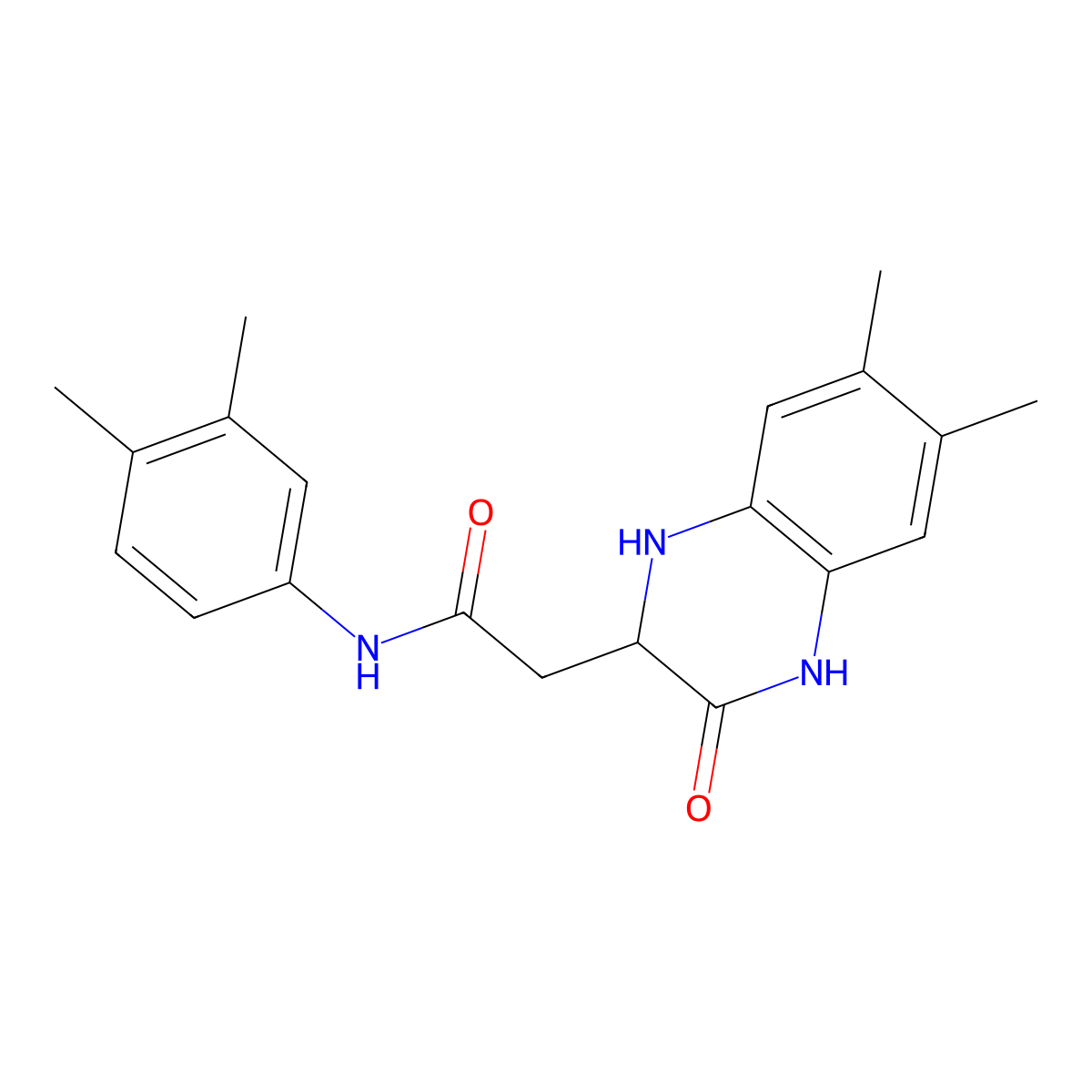 2-(6,7-dimethyl-3-oxo-1,2,3,4-tetrahydroquinoxalin-2-yl)-N-(3,4-dimethylphenyl)acetamide molecular structure, CAS 484049-25-4
