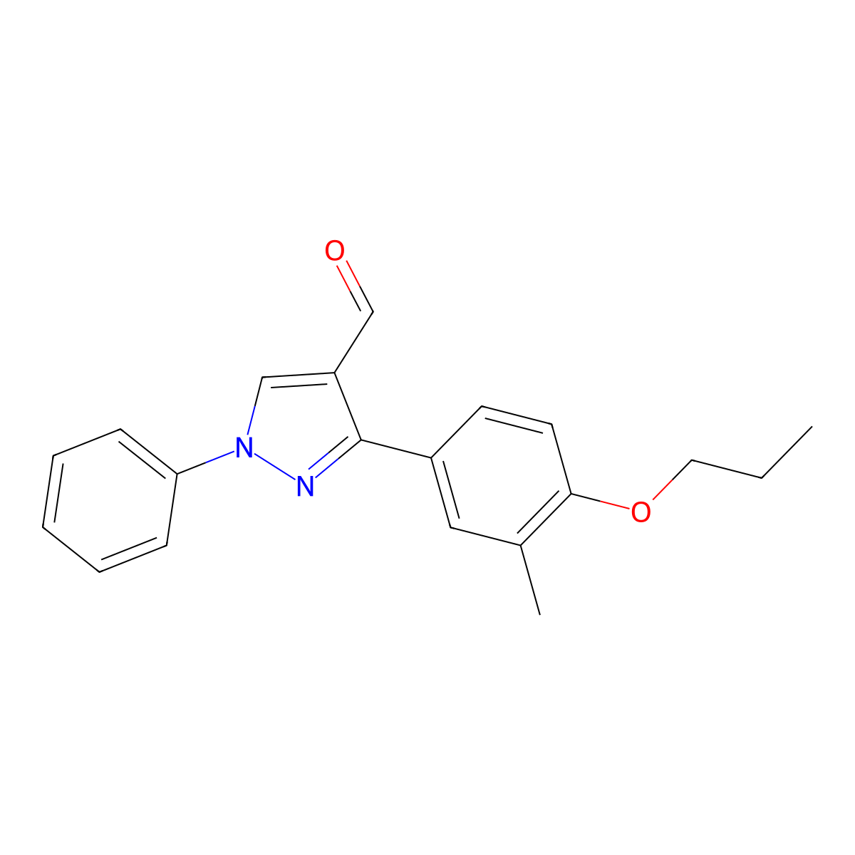 3-(3-methyl-4-propoxyphenyl)-1-phenyl-1H-pyrazole-4-carbaldehyde molecular structure, CAS 484049-29-8