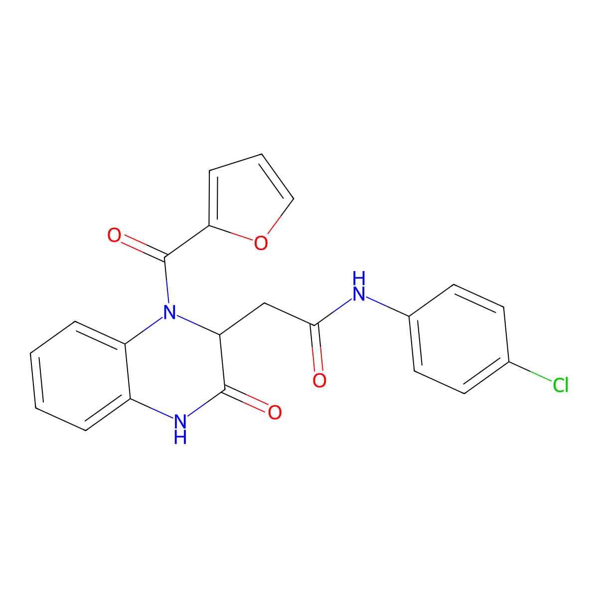 N-(4-chlorophenyl)-2-[1-(furan-2-carbonyl)-3-oxo-1,2,3,4-tetrahydroquinoxalin-2-yl]acetamide molecular structure, CAS 484049-30-1