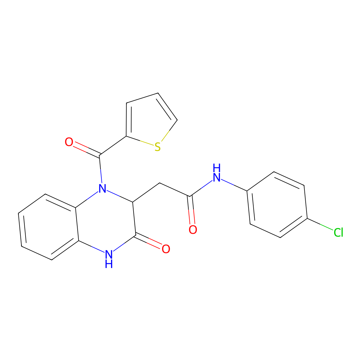 N-(4-chlorophenyl)-2-[3-oxo-1-(thiophene-2-carbonyl)-1,2,3,4-tetrahydroquinoxalin-2-yl]acetamide molecular structure, CAS 484049-31-2